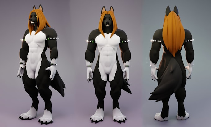 create vrchat furry avatar, vtuber model, vrc avatar,  3d vroid model