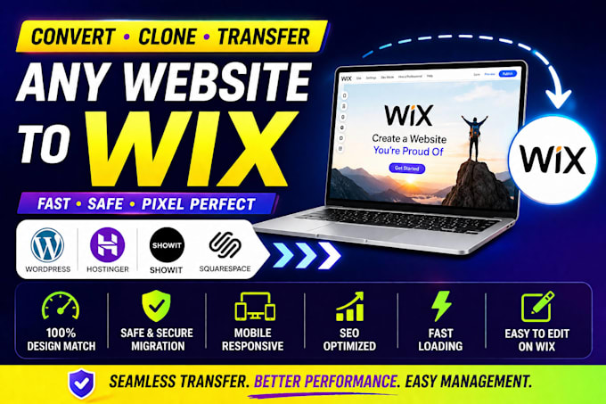 migrate clone or transfer wordpress hostinger showit squarespace to wix website