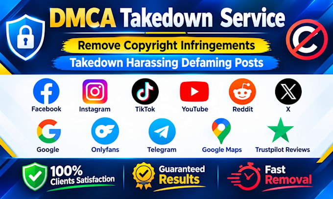 takedown remove delete harassing defaming posts on fb ig yt tiktok x by dmca