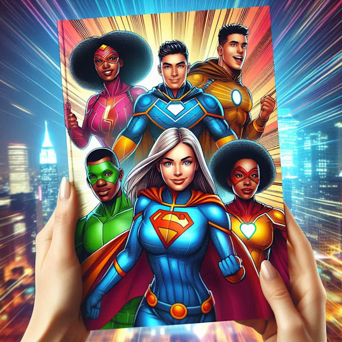 create a comic cover page design illustration