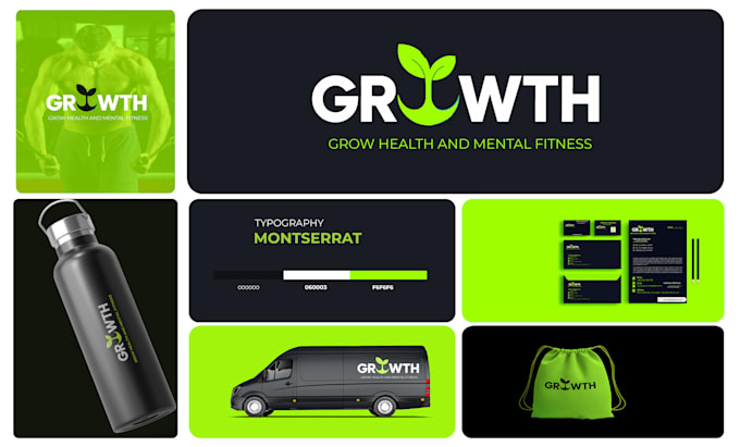 design logo, brand style guide or brand identity guidelines with branding kit