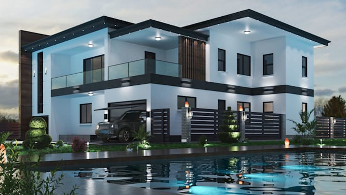 rebuild 3d architecture revit render,house landscape,interior,exterior sketchup