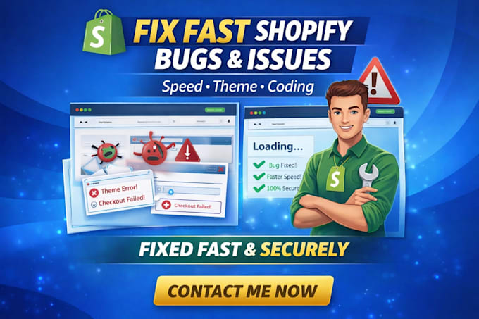fix fast shopify bug speed, theme issues coding, fast shopify expert