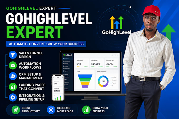 set up gohighlevel workflows, funnels, automation calendar expert
