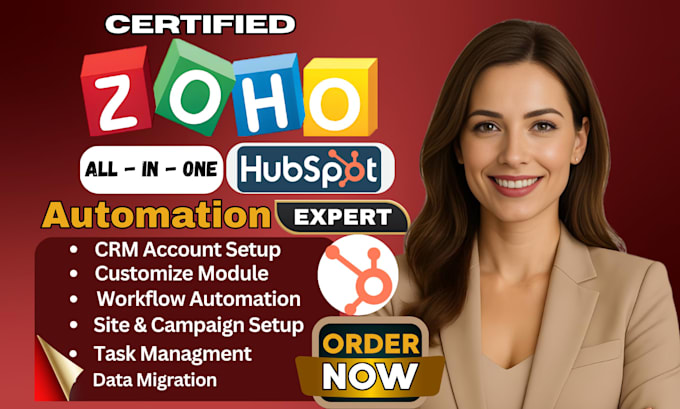 setup zoho CRM, zoho email campaigns, zoho one, zoho automation expert, hubspot