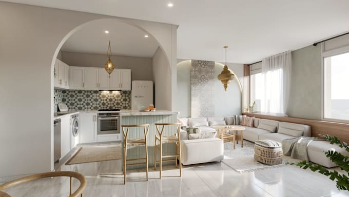 design and render realistic 3d interior