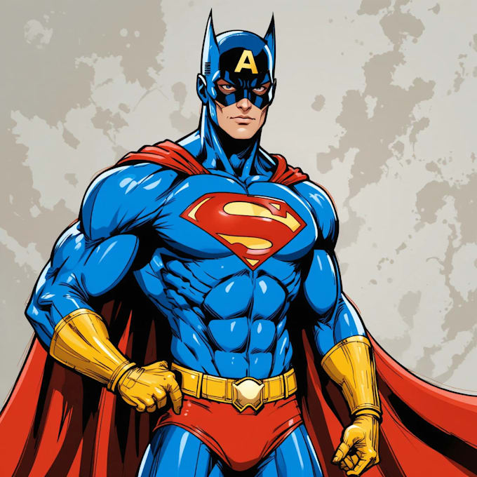 draw black and white comic superhero character line art