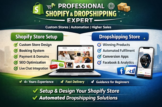 be shopify expert to setup and design shopify store,dropshiping shopify website
