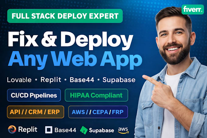 fix deploy lovable, replit, base44, supabase, AWS, vercel ci cd and apis