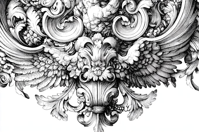 draw illustrations with engraving style and ornament