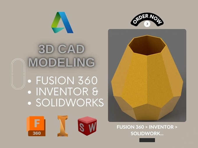 create fusion 360, solidworks 3d design and 3d model