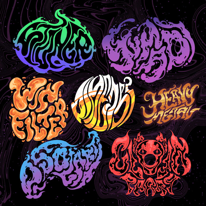 draw stoner rock doom psychedelic band logo