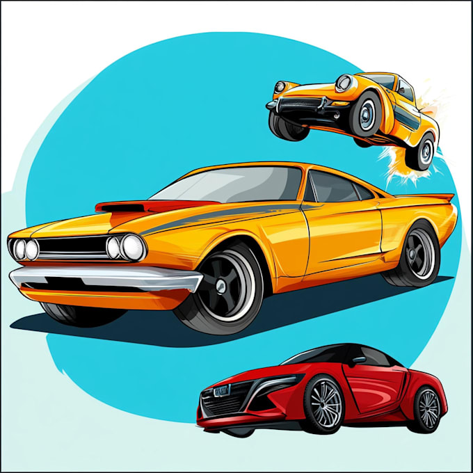 draw car, vehicle cartoon vector art illustration