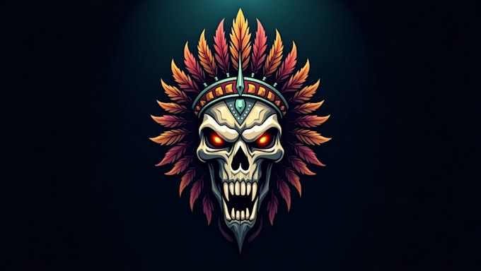 Do tribal chief skull head logo fierce and powerful mascot design by ...