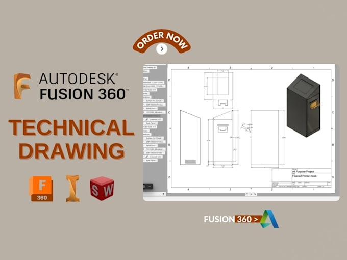 make 2d technical drawings mechanical design in fusion 360