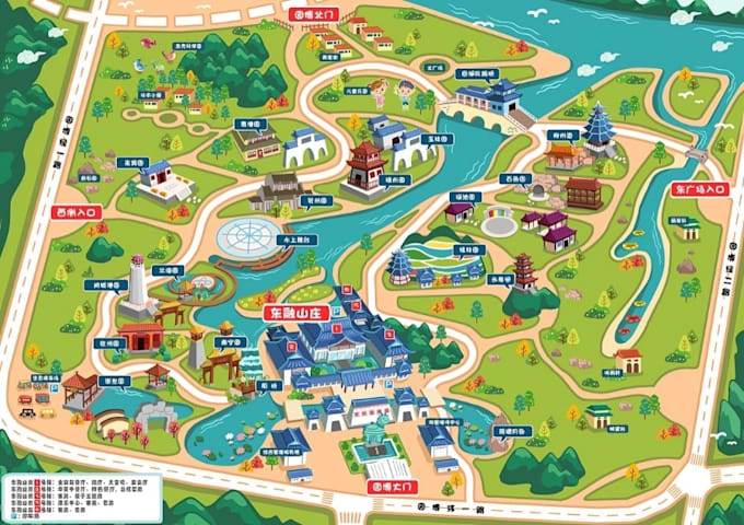 draw a 3d isometric or 3d realistic map illustration