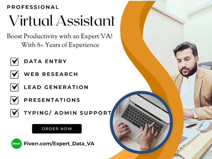 be your executive virtual assistant for data entry, webresearch, lead generation