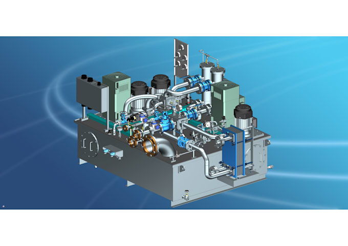 design, rendering piping layout, hydraulic system in 3d , 2d