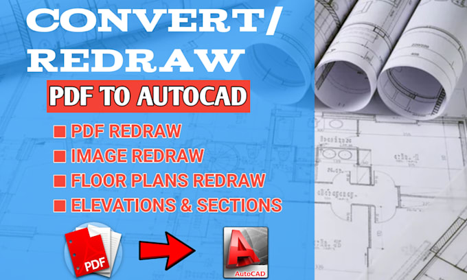 convert any drawing image, sketch or PDF to autocad
