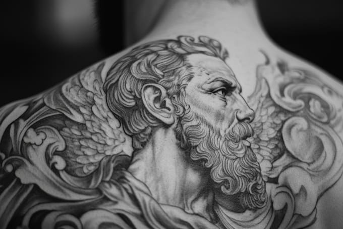make a realistic black and white tattoo design for you