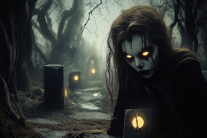 horror character draw dark, punk, goth in comic like style