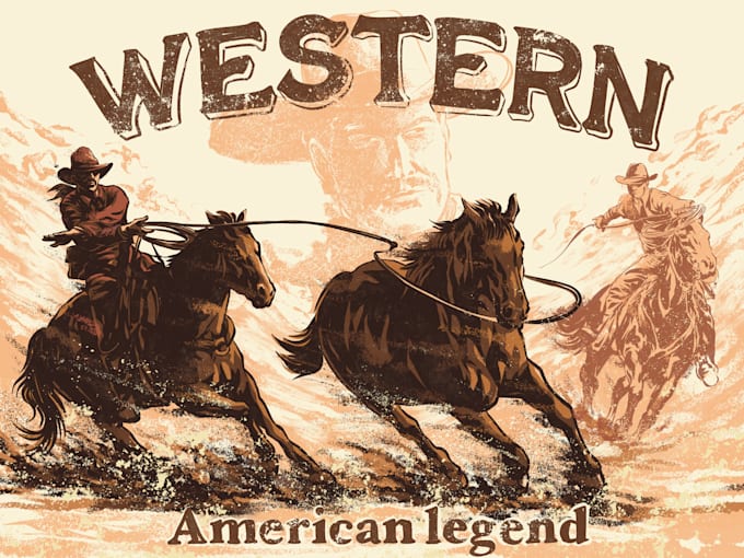 draw western vintage for logo and tshirt