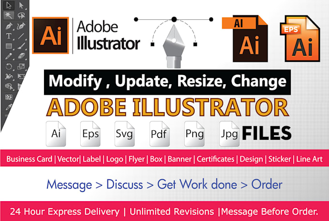 quickly modify, edit adobe illustrator ai, eps, svg, pdf file in 24 hour