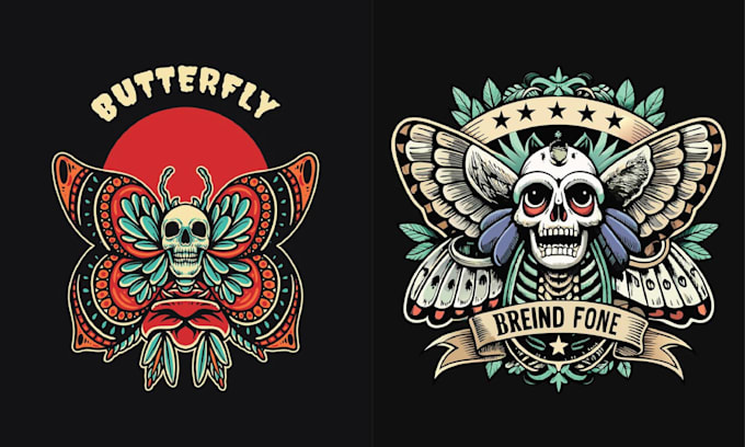 design amazing skull dragonfly logo