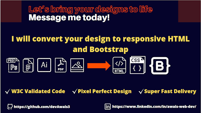 convert figma to html, xd to html, psd to html bootstrap responsive