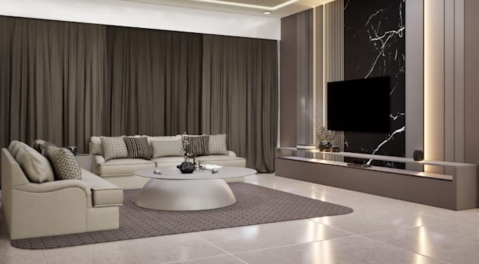3d interior design,room proportions and layout,depth,texture and lighting render
