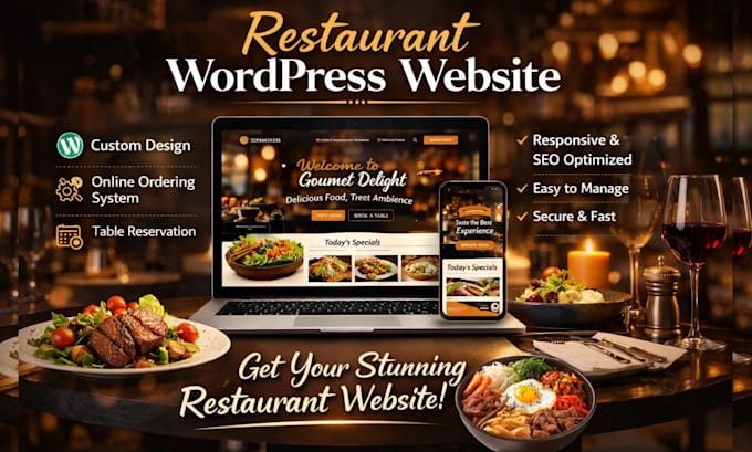 design wordpress restaurant website with online food ordering