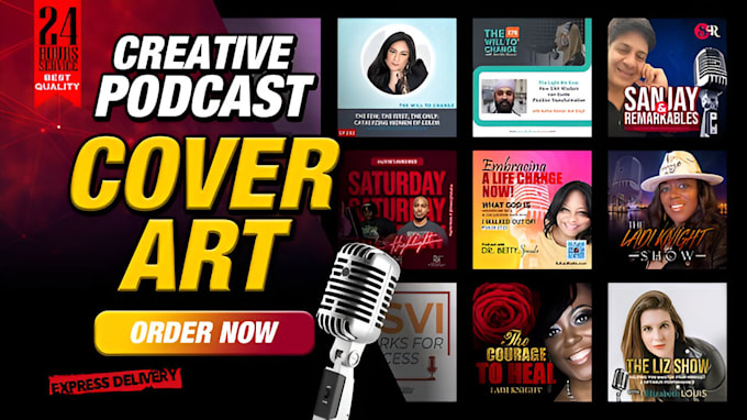 make modern minimalist podcast cover art, podcast logo and any graphics design