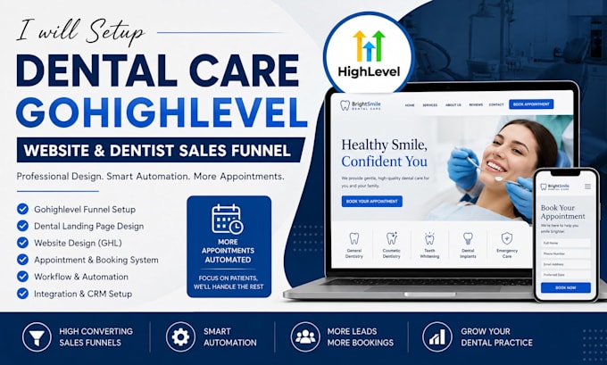 setup dental care gohighlevel website dentist sales funnel dental landing page