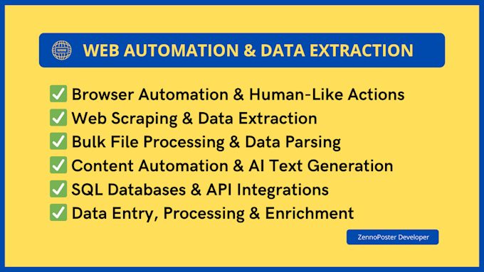 create reusable zennoposter bots and scrapers for web automation