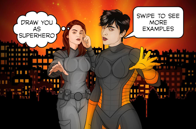draw illustration caricature superhero from your potrait