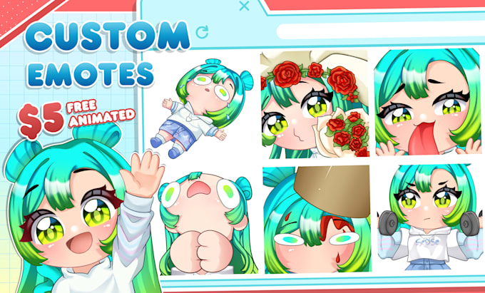 draw twitch emotes, animated emotes and badges for vtuber