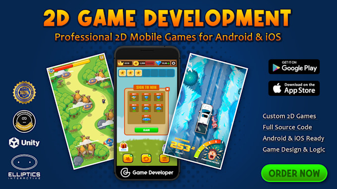 develop best 2d mobile game in unity game development