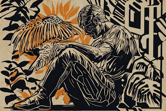 create custom linocut illustration with fast delivery