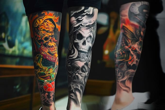 develop a geometric style sleeve tattoo design