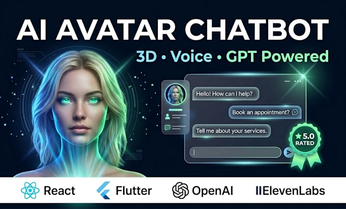 create custom 3d realistic avatars ai chatbots ai agent using llm, gpt