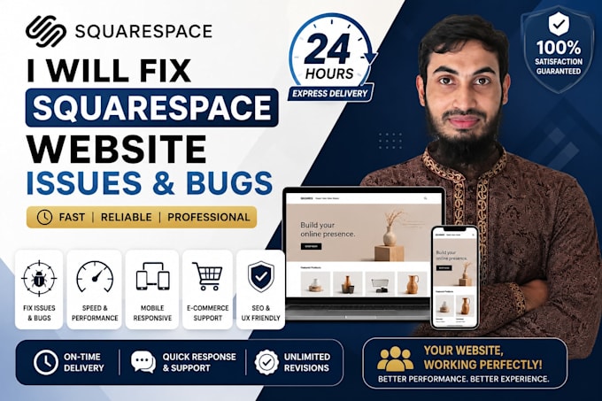 fix squarespace website issues and bugs in 24 hours