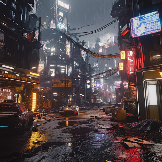 Design cyberpunk city concept art illustration by Maunusma | Fiverr