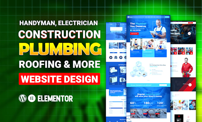 create handyman electrician construction roofing plumbing wordpress website