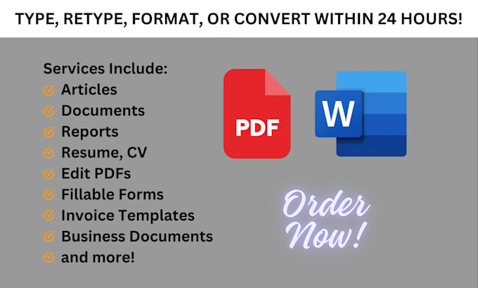 professionally format, retype, and convert ms word documents