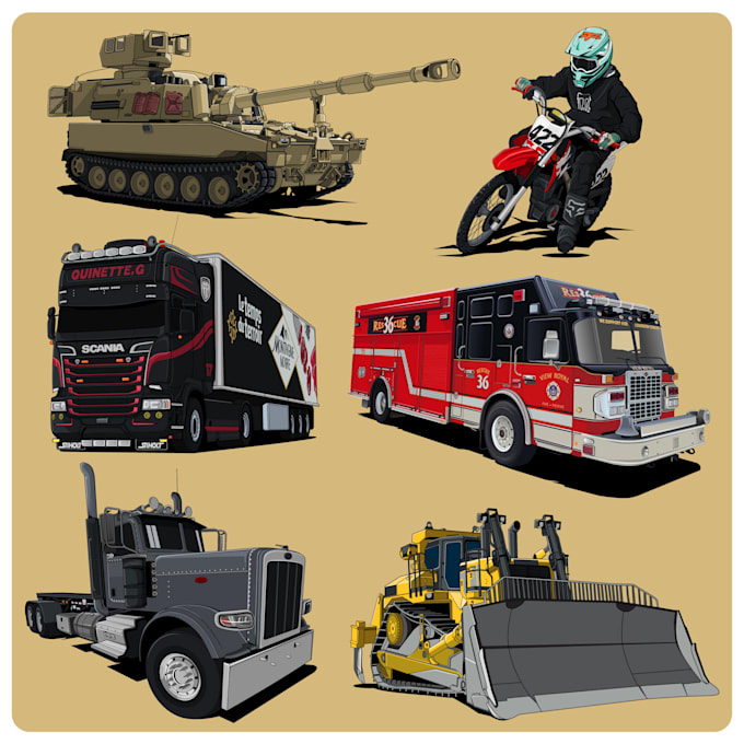 draw awesome vector illustration of any vehicles