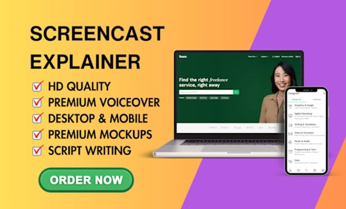 make screencast tutorial, saas, ui animation for your website, app and software