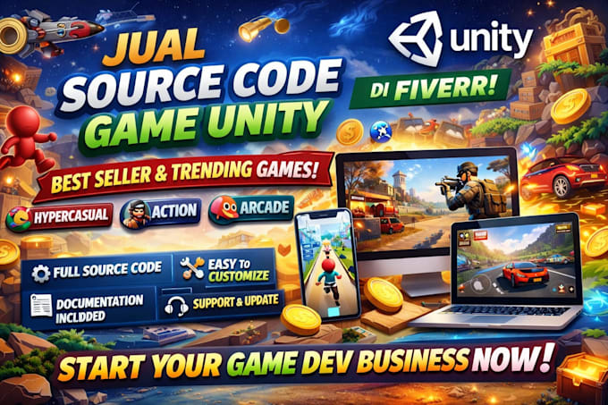 sell trending unity game source code and develop game