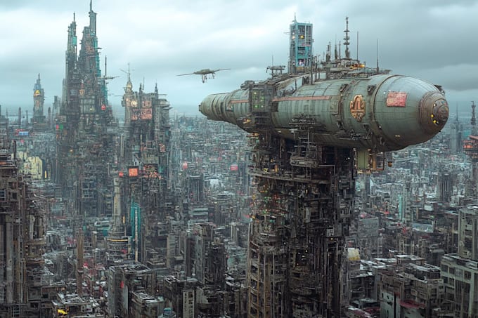 Draw a sci fi and cyberpunk futuristic city art by Alycnandez | Fiverr