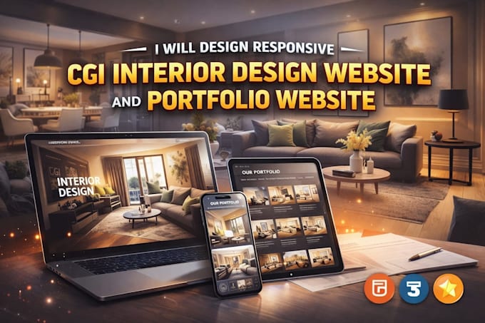 design responsive cgi interior design website and portfolio website