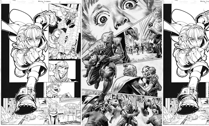 draw manga page anime manga comic page, graphic novel, vintage comic page retro